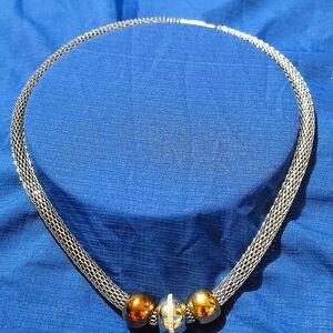 Modern Casual Tricolor Sliding Balls Steeltime Necklace